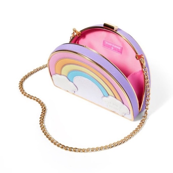 NWT STONEY CLOVER LANE Rainbow Hard Clutch Lavender Bag - Picture 5 of 5